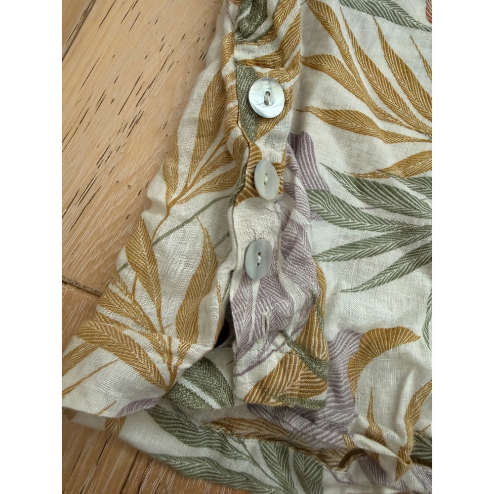 Tahari Womens 3X Linen Tropical Palm Leaf Print Tunic Top Lagenlook coastal - Picture 3 of 7